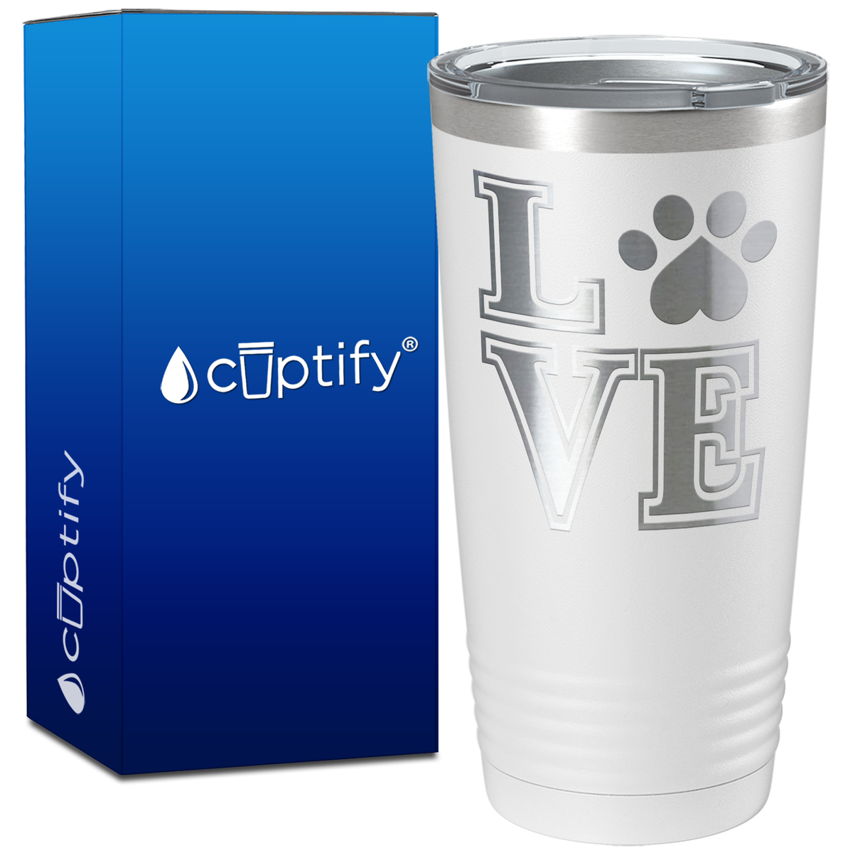 Love Dogs Paw Print on 20oz Tumbler