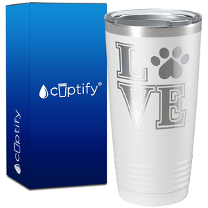 Love Dogs Paw Print on 20oz Tumbler