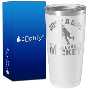 Just a Girl Who Loves Hockey Player Silhouette on 20oz Tumbler