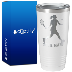 Personalized Female Tennis Player Silhouette on 20oz Tumbler