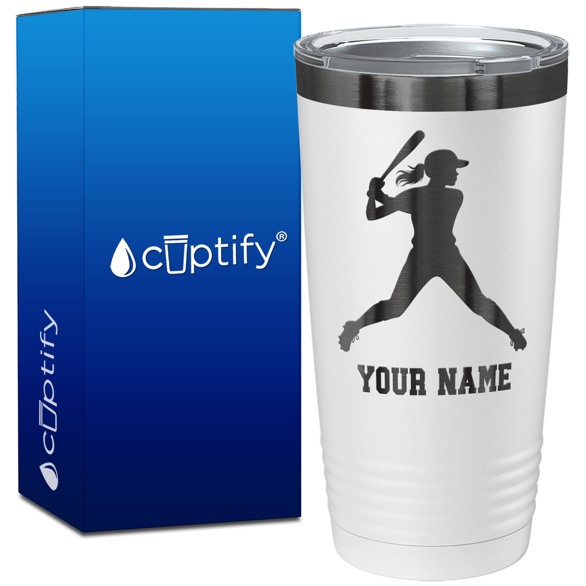 Personalized Female Baseball Batter on 20oz Tumbler