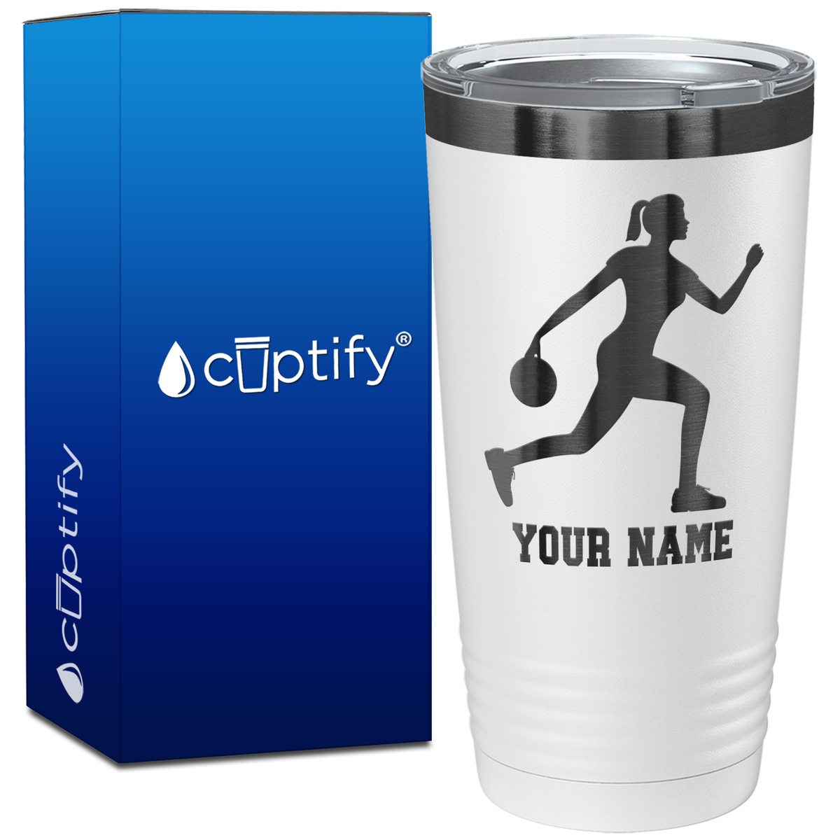 Personalized Woman Bowler on 20oz Tumbler