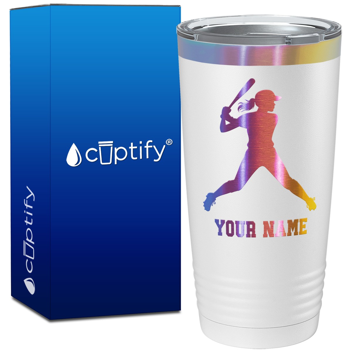 Personalized Female Baseball Batter on 20oz Tumbler