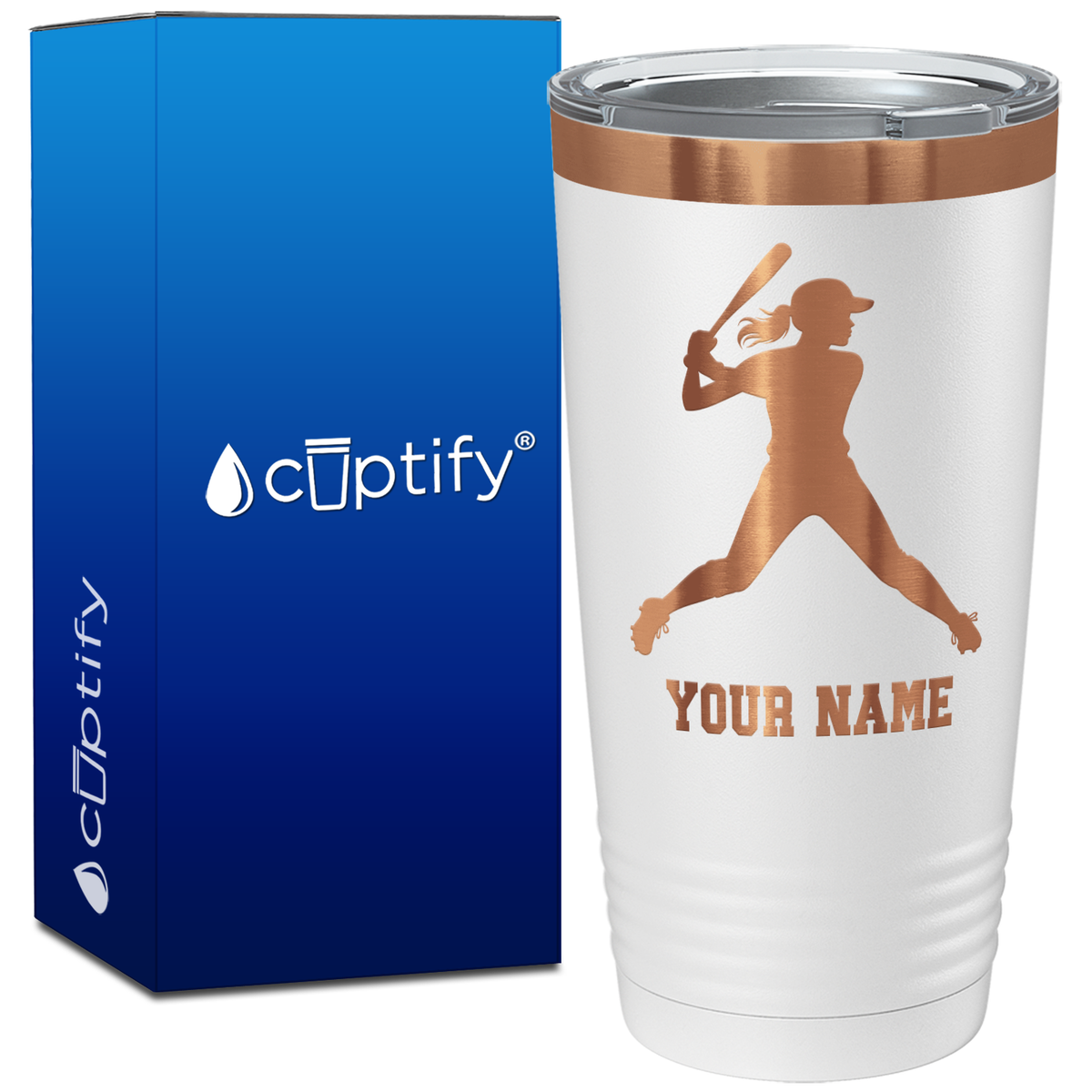 Personalized Female Baseball Batter on 20oz Tumbler