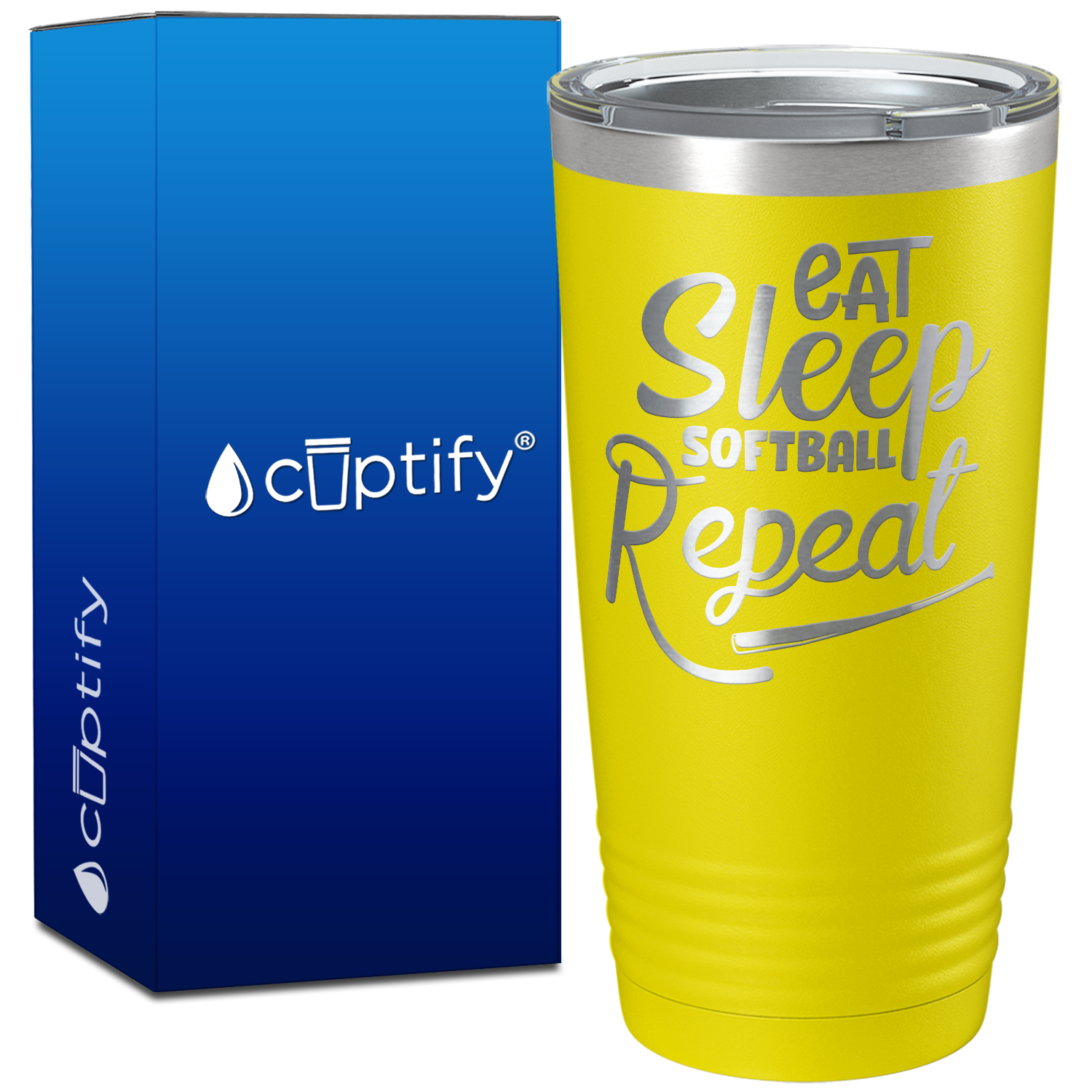 Eat Sleep Softball Repeat with Bat on 20oz Tumbler