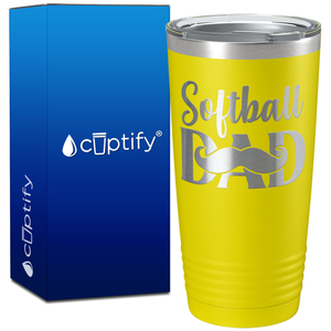 Softball Dad Mustache on 20oz Tumbler