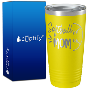 Softball Mom Half Ball on 20oz Tumbler