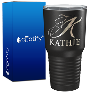 Personalized Script Initial and Name Engraved on 30oz Tumbler