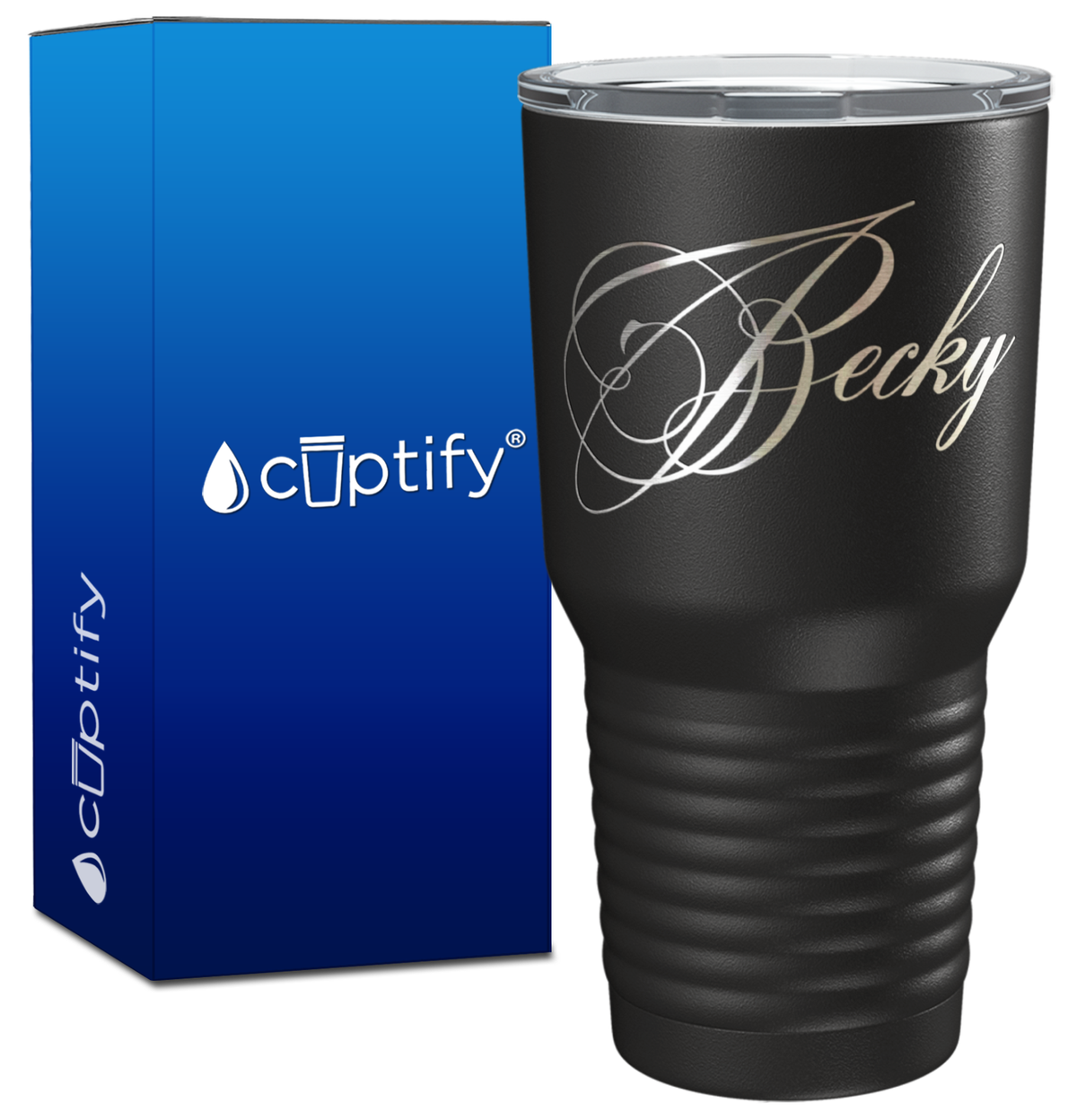Personalized Decorative Script Engraved on 30oz Tumbler