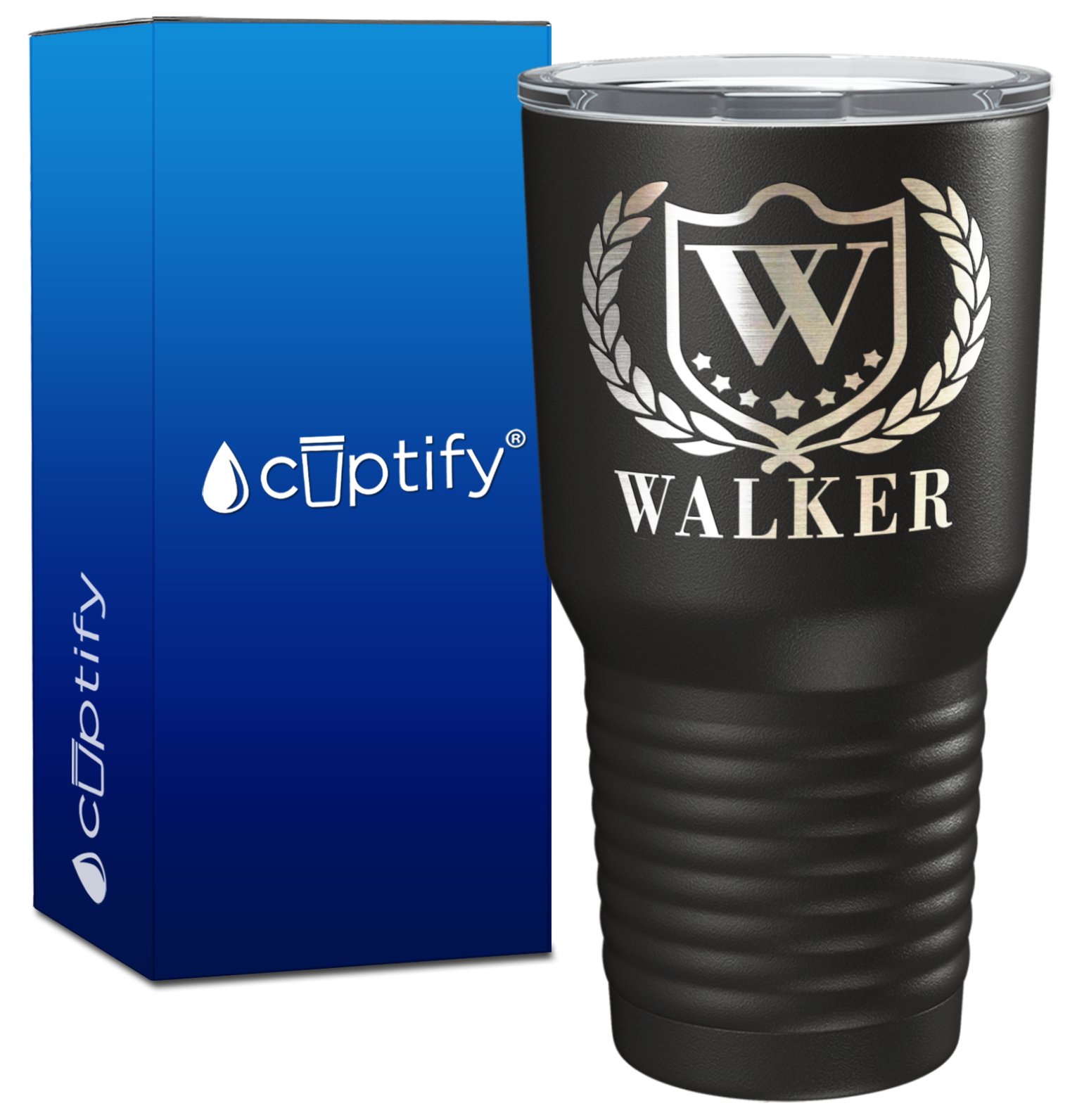 Personalized Monogram with Laurels Engraved on 30oz Tumbler