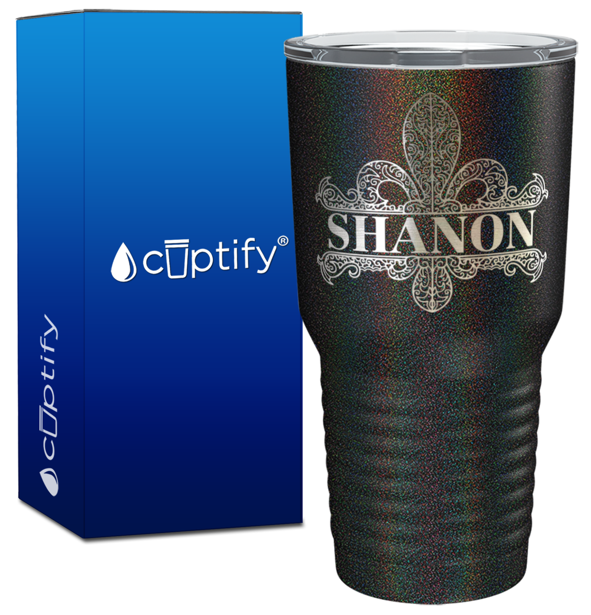 Personalized Fleur de Lis Engraved on 30oz Tumbler