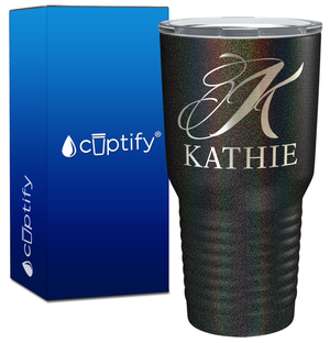 Personalized Script Initial and Name Engraved on 30oz Tumbler