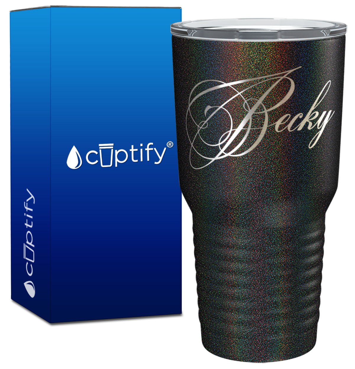 Personalized Decorative Script Engraved on 30oz Tumbler