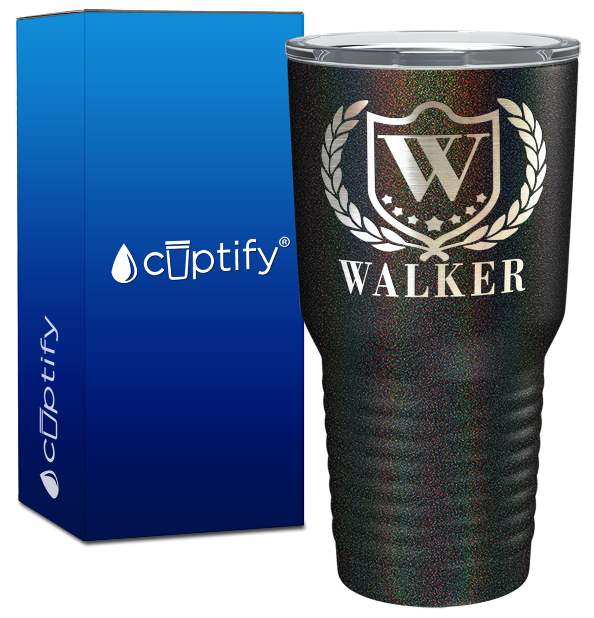 Personalized Monogram with Laurels Engraved on 30oz Tumbler