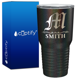 Personalized Gothic Initial Engraved on 30oz Tumbler