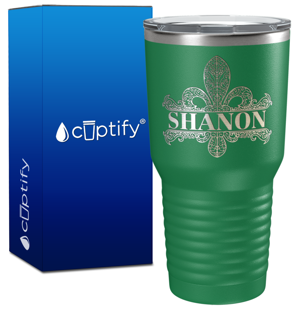 Personalized Fleur de Lis Engraved on 30oz Tumbler