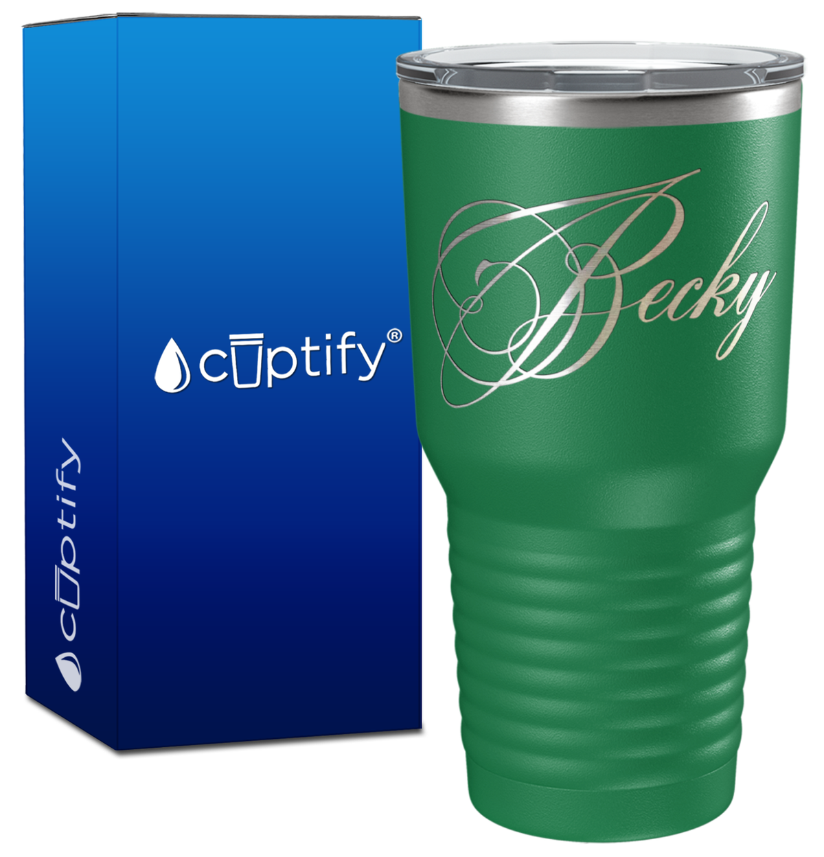 Personalized Decorative Script Engraved on 30oz Tumbler