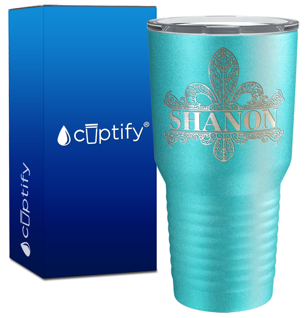 Personalized Fleur de Lis Engraved on 30oz Tumbler