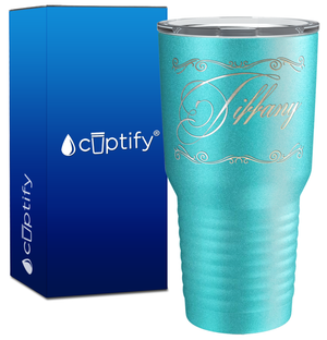 Personalized Scroll Script Engraved on 30oz Tumbler