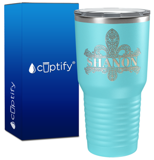 Personalized Fleur de Lis Engraved on 30oz Tumbler