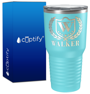 Personalized Monogram with Laurels Engraved on 30oz Tumbler