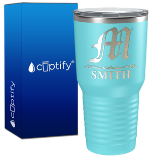 Personalized Gothic Initial Engraved on 30oz Tumbler