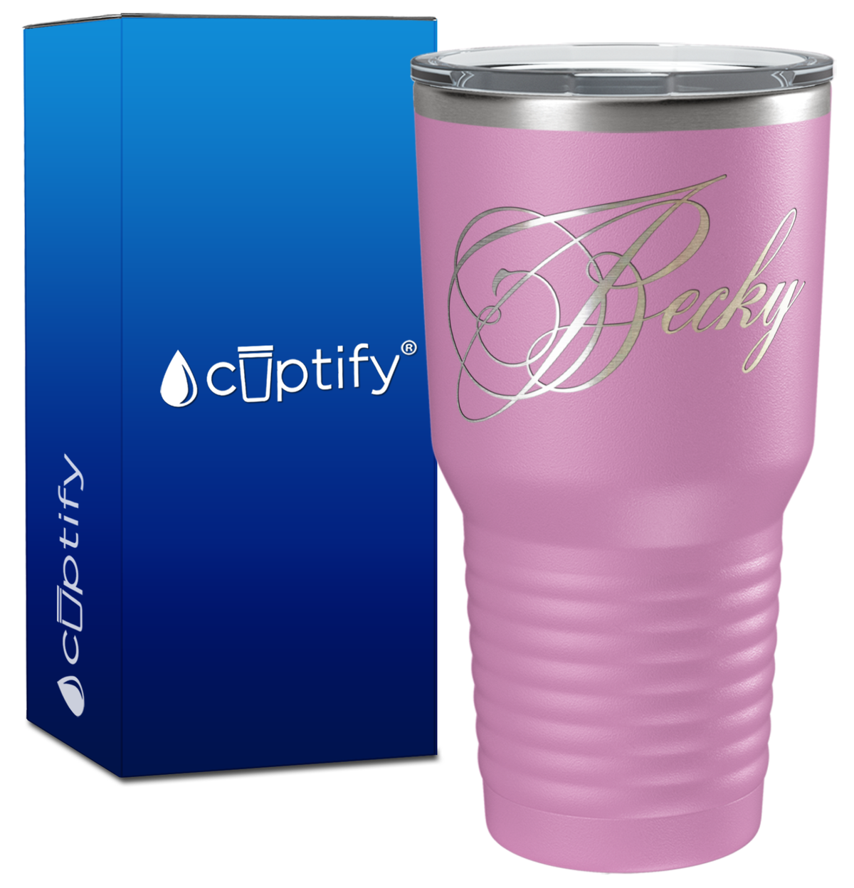 Personalized Decorative Script Engraved on 30oz Tumbler