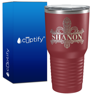 Personalized Fleur de Lis Engraved on 30oz Tumbler