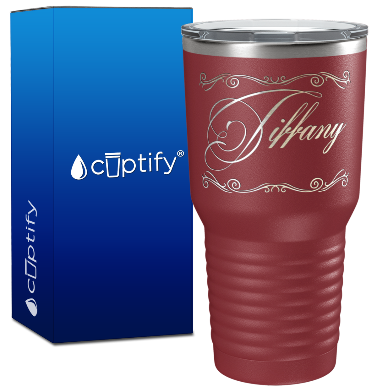 Personalized Scroll Script Engraved on 30oz Tumbler