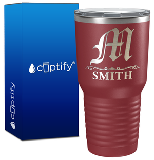 Personalized Gothic Initial Engraved on 30oz Tumbler