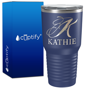 Personalized Script Initial and Name Engraved on 30oz Tumbler