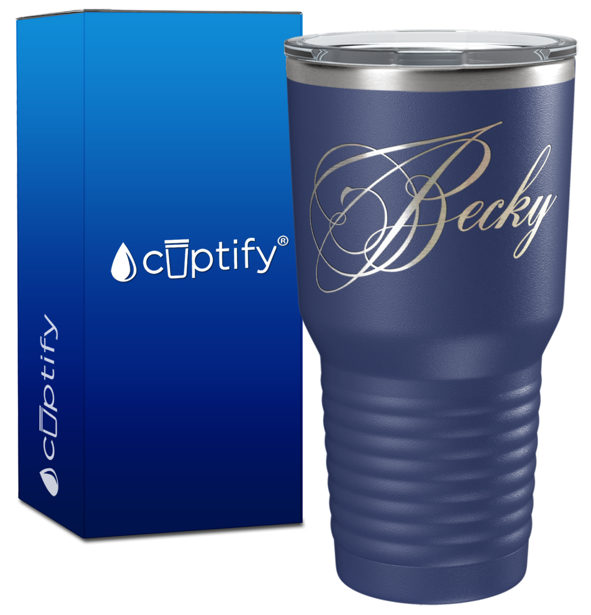 Personalized Decorative Script Engraved on 30oz Tumbler