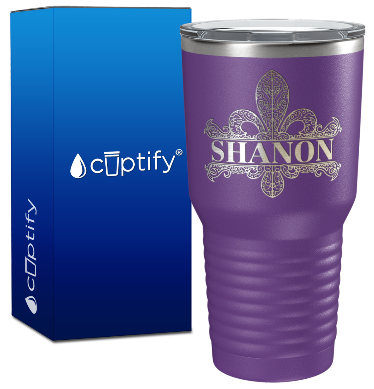 Personalized Fleur de Lis Engraved on 30oz Tumbler