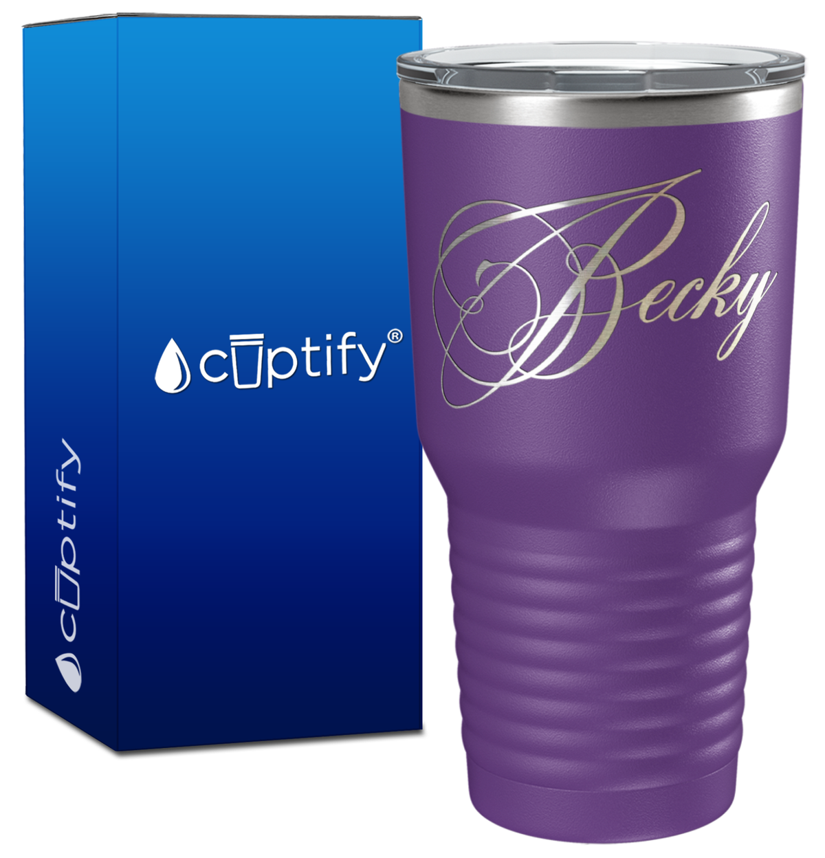 Personalized Decorative Script Engraved on 30oz Tumbler