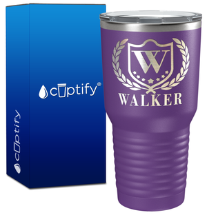 Personalized Monogram with Laurels Engraved on 30oz Tumbler