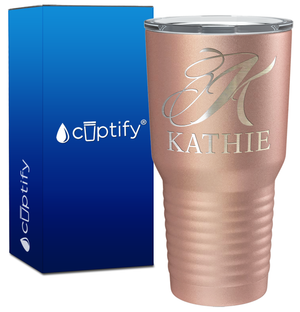 Personalized Script Initial and Name Engraved on 30oz Tumbler