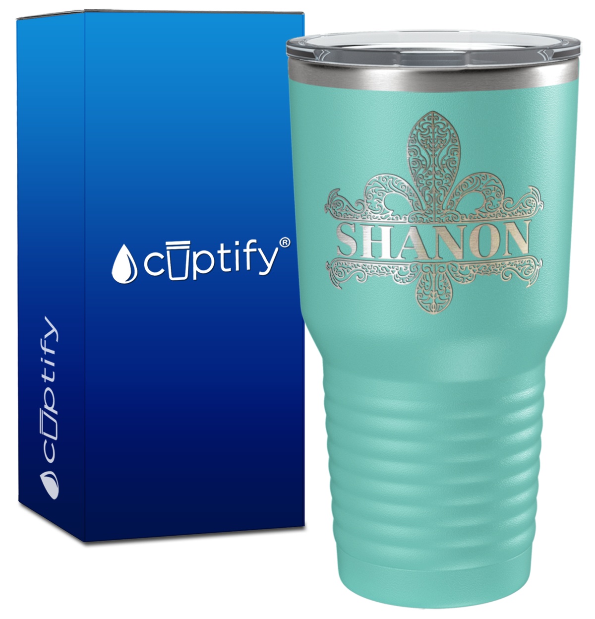 Personalized Fleur de Lis Engraved on 30oz Tumbler