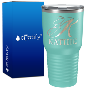 Personalized Script Initial and Name Engraved on 30oz Tumbler
