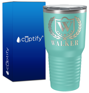 Personalized Monogram with Laurels Engraved on 30oz Tumbler