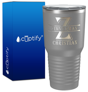 Personalized Initial Block Engraved on 30oz Tumbler