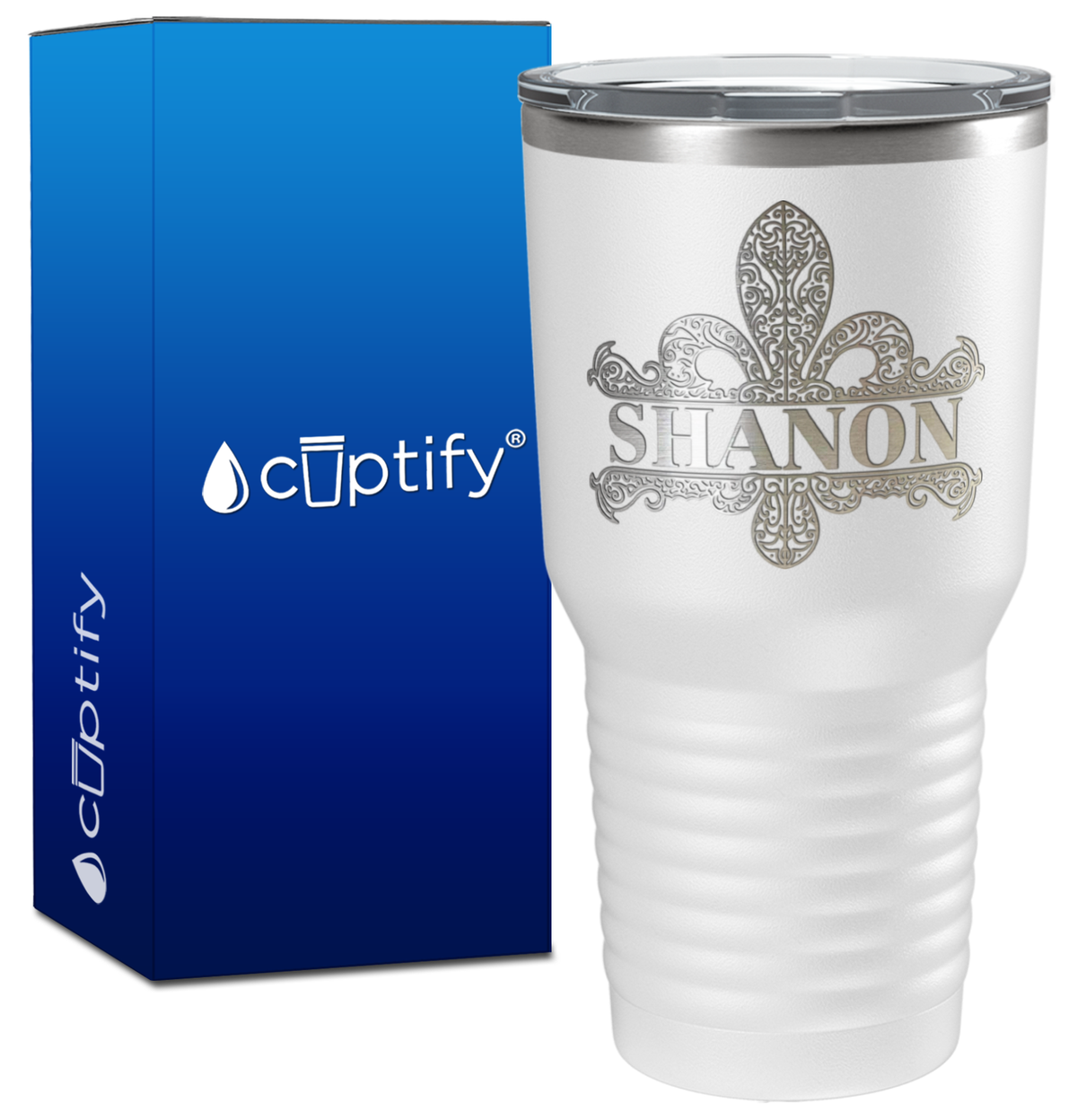 Personalized Fleur de Lis Engraved on 30oz Tumbler