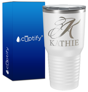 Personalized Script Initial and Name Engraved on 30oz Tumbler