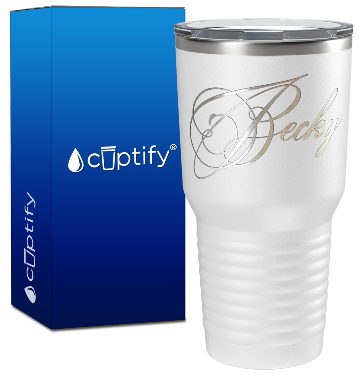 Personalized Decorative Script Engraved on 30oz Tumbler