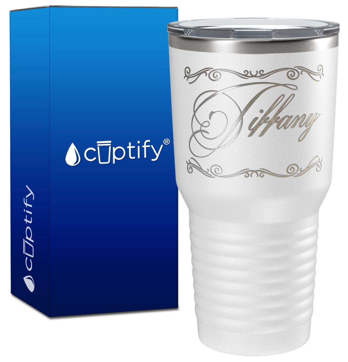 Personalized Scroll Script Engraved on 30oz Tumbler