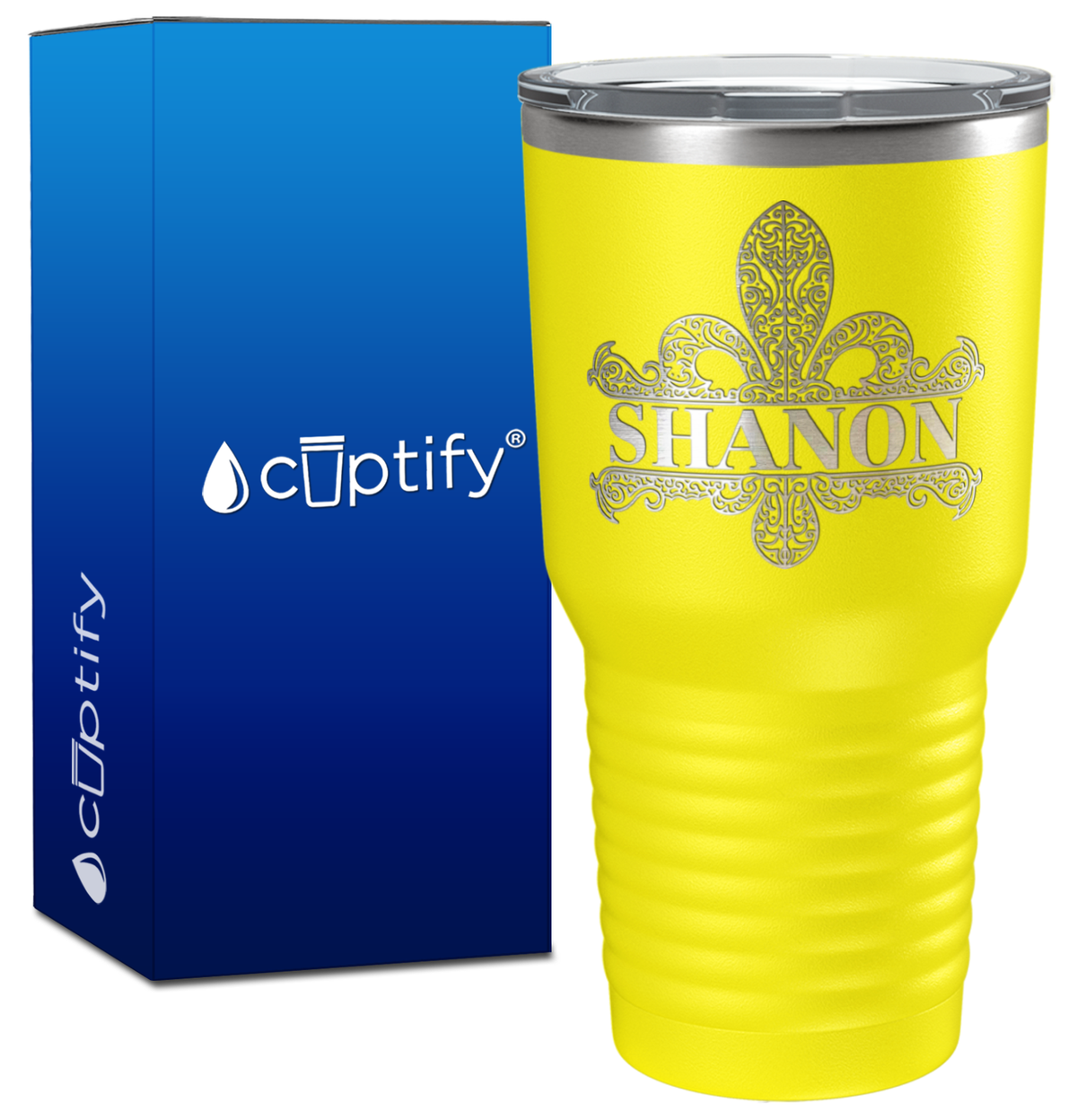 Personalized Fleur de Lis Engraved on 30oz Tumbler