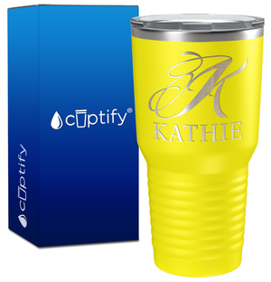 Personalized Script Initial and Name Engraved on 30oz Tumbler