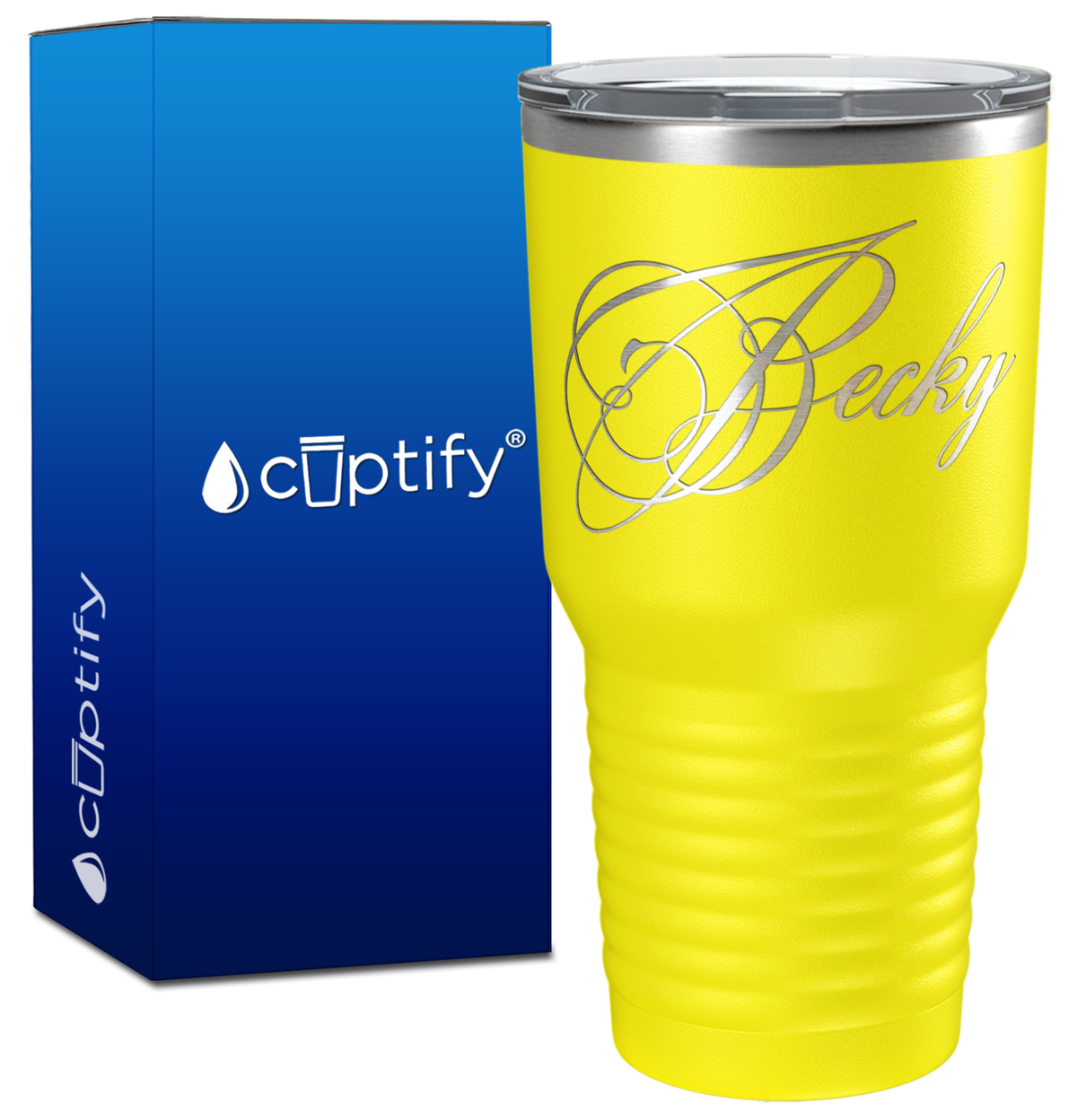Personalized Decorative Script Engraved on 30oz Tumbler