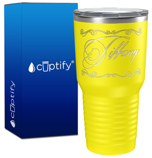 Personalized Scroll Script Engraved on 30oz Tumbler