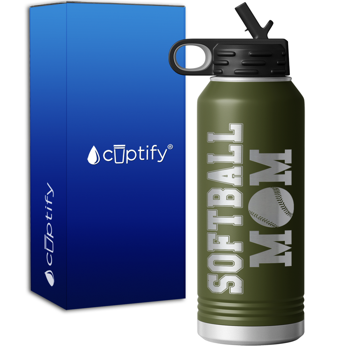 Mom Softball 32oz Sport Water Bottle