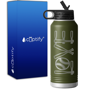 Softball Love Ball and Bats 32oz Sport Water Bottle